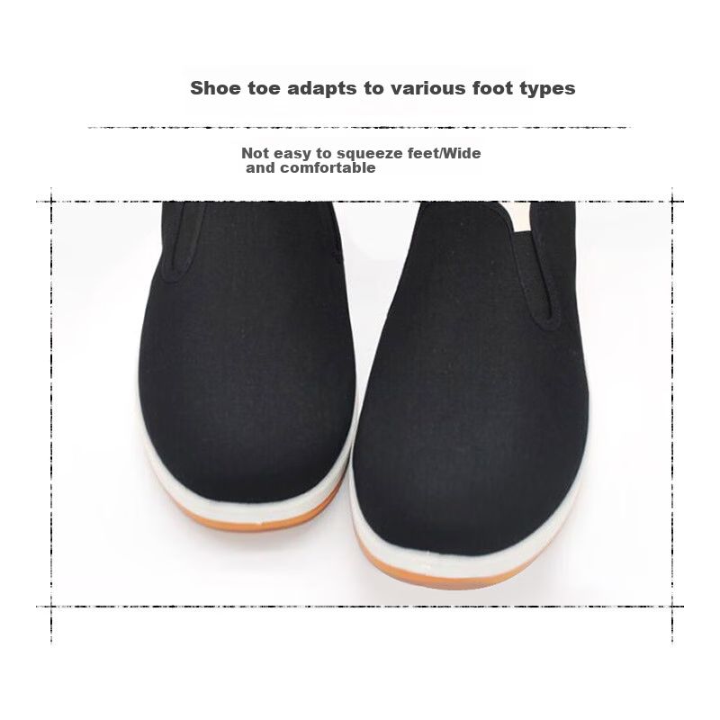Weizhi Traditional Beijing Cloth Shoes Slip-On Casual Men's Thick Cowhide Sole WZ1004 Black Size 44