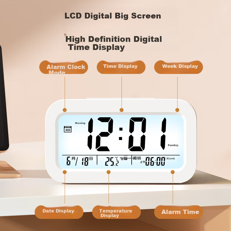 Zhong Xiaobai Smart LED Digital Voice-Control Alarm Clock 2026 New Student Wake-Up Device Large Volume Powerful Wooden Desktop Electronic Clock Back-to-School Gift