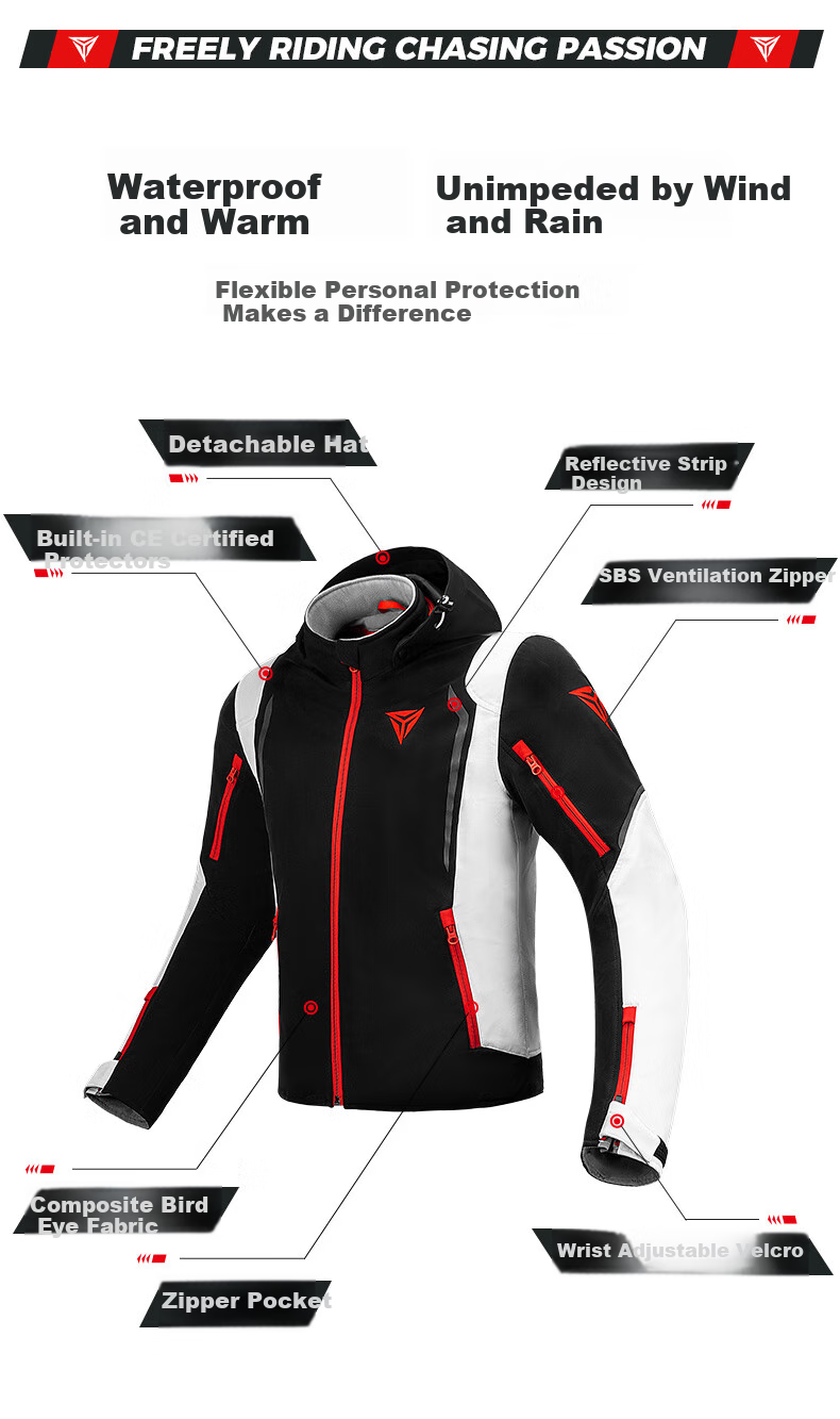 MOTOWOLF Motorcycle All-Season Riding Jacket, Windbreaker for Men And Women, Casual Windproof And Crash-Resistant Motorcycle Gear 3