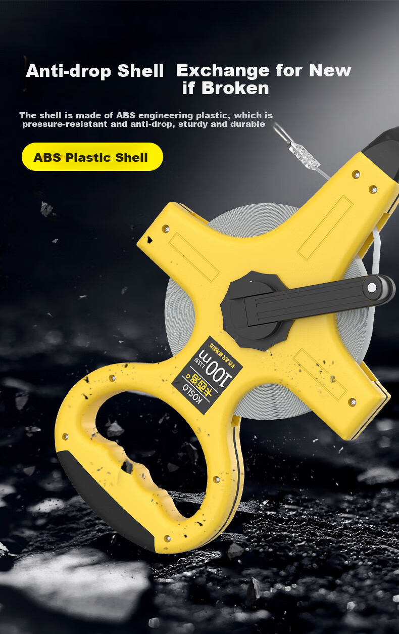 Kaxiluo 30-Meter Steel Tape Measure, Engineering Measuring Tape, Construction-Specific Extra-Hard Handheld Ruler, High-Precision Steel Ruler, Frame-Type Ruler, Thickened Large 3