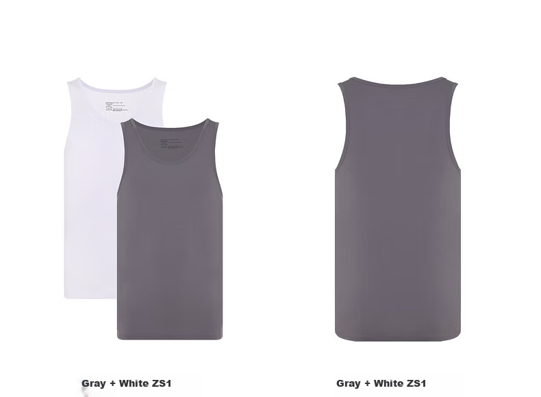 Aimer Men's Tank Top, Comfortable Undershirt, Antibacterial Inner Layer, 2-Pack NS11C233PP, Gray + White, Size 185 2