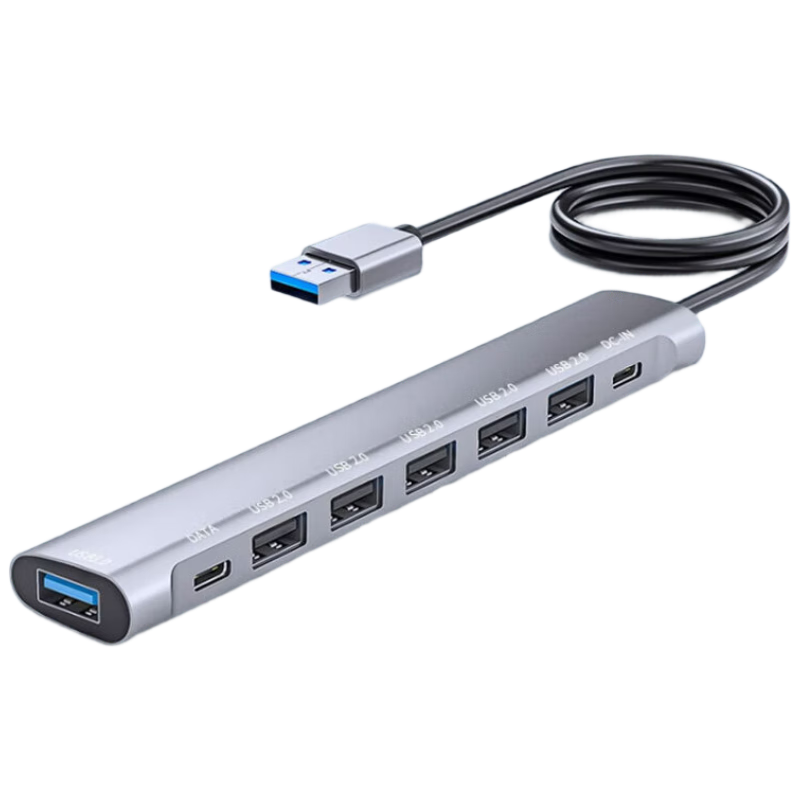 Youlianxing USB 2.0 8-Port USB Hub Splitter 1.2m Extension Dock for Desktop PC Laptop Mouse Keyboard Printer USB Drive 508LAP