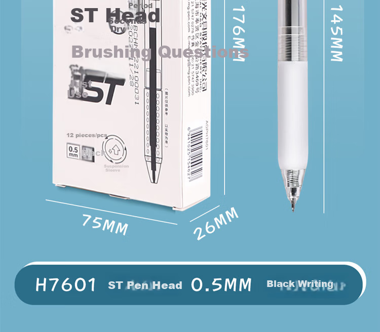 M&G Original Series Quick-Drying Spring Pen, Black ST Tip, Retractable, 0.5mm Office Pen, AGPH7601A, 6 Pcs 6