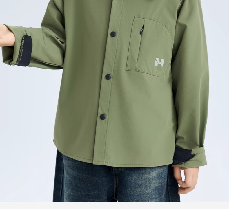 Romon Kids Ice Silk Shirt Versatile Boys Military Green Long Sleeve Quick-Dry Outdoor Work Shirt Green 130 14