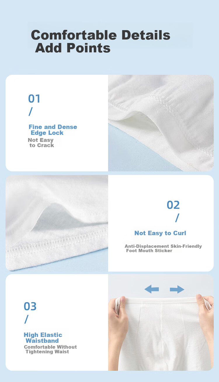 LangSha Disposable Men's Underwear, Pure Cotton Boxer Briefs, No-Wash, Sterilized, for Business Trips, Travel, And Vacations, Individually Packaged 7
