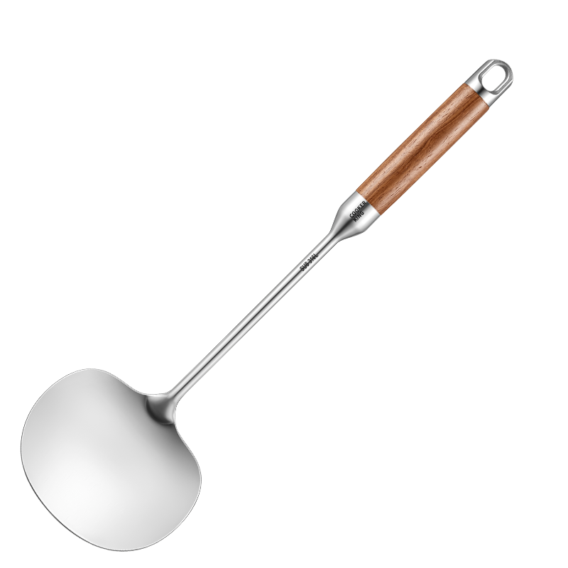 COOKER KING 316L Stainless Steel Wok Spatula, Mushroom Spatula, Rosewood Handle, Household Cooking Spatula, Large Size