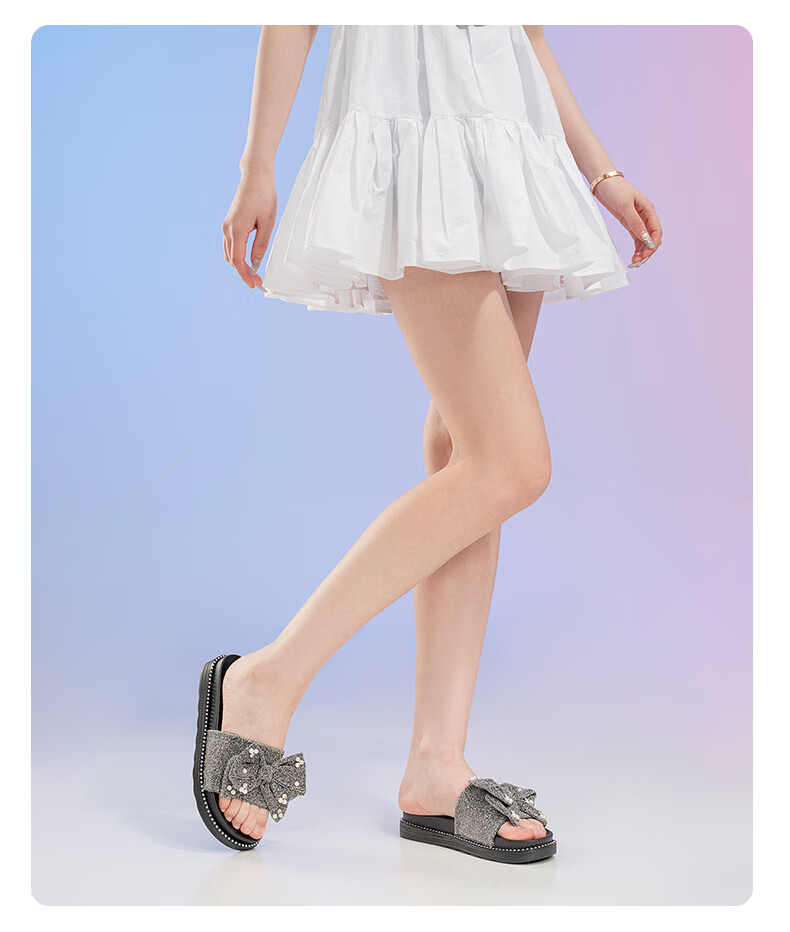 Aokang Women's Pearl Sandals, Outdoor Slippers, Trendy Fairy Style Thick-Soled Slippers, 1249201016, Black, Size 35 3