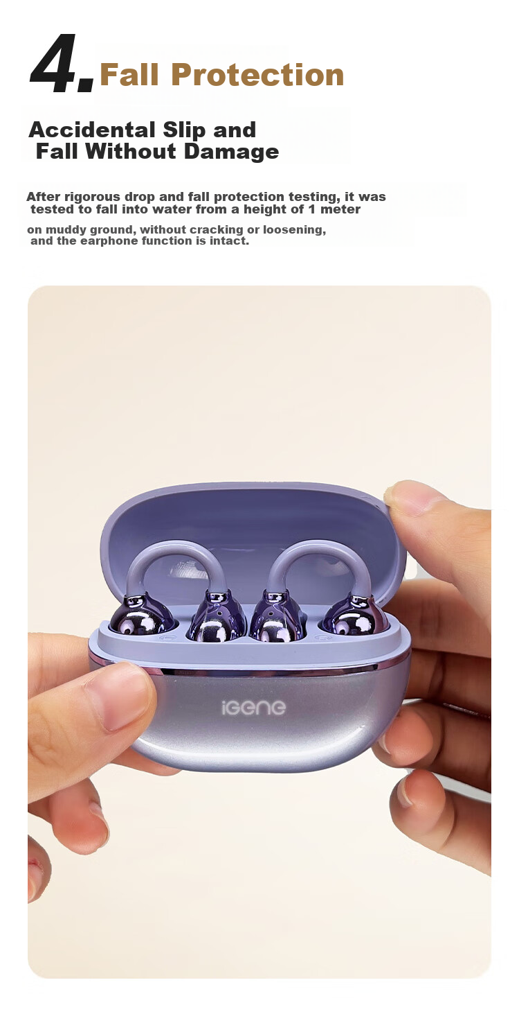 IGene [Sound Quality And Appearance 0 Negative Reviews] Ear Clip Bluetooth Headphones, Open-Ear, Non-In Music Sports Long Battery Life Bone Conduction Concept Suitable for OPPO Huawei Vivo OnePlus 18
