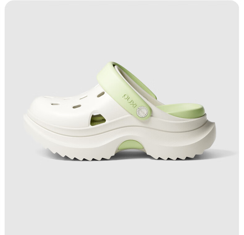 Poxi Summer Beach Platform Heightening Casual Crocs for Petite Women, White + Raspberry, Size 38-39 1