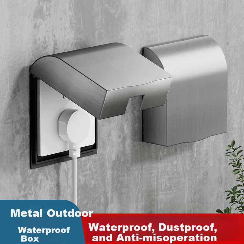 FDD Stainless Steel Waterproof Box Kitchen Socket Fireproof Cover Outdoor Metal Switch Waterproof Cover 86 Type Outdoor Waterproof And Sun-Proof 86 Type Single-Gang