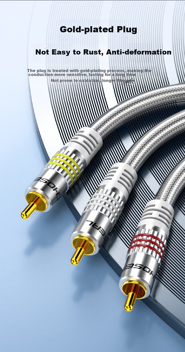 CHOOSEAL (CHOSEAL) 3RCA Three-To RCA Audio-Video Cable, Multi-Layer Shielded Alloy Shell, Red White Yellow DVD VCR Set-Top Box Old TV Signal Conversion Cable 3 Meters QS6773T3 6
