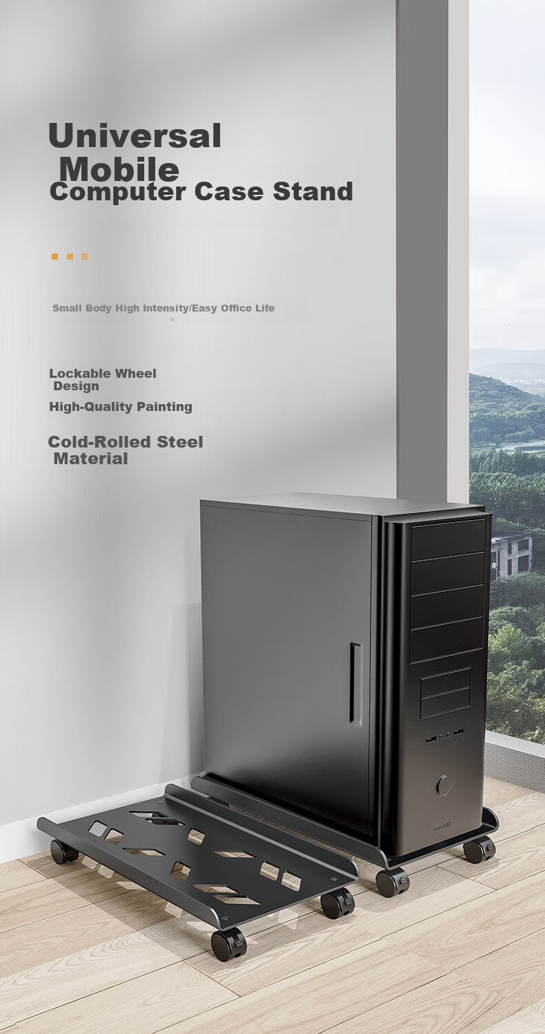Jiuqiangu Desktop Computer Tower Stand, Movable Case Tray, Extendable Computer Storage Rack, Tower Base 6844 1