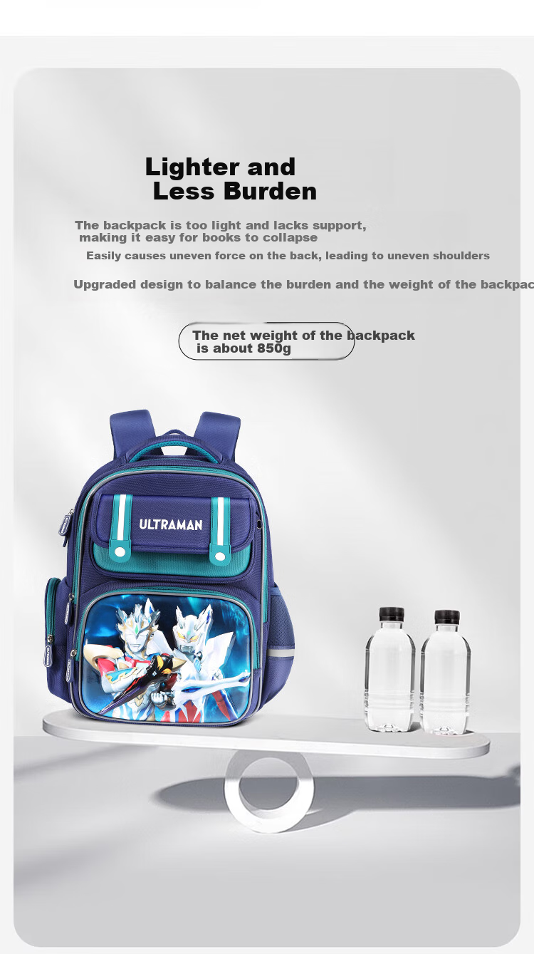 Ultraman Children's Backpack for Primary School Boys Grades 1-4, Lightweight Sero Backpack Gift Box Set SU80092 Burgundy 2
