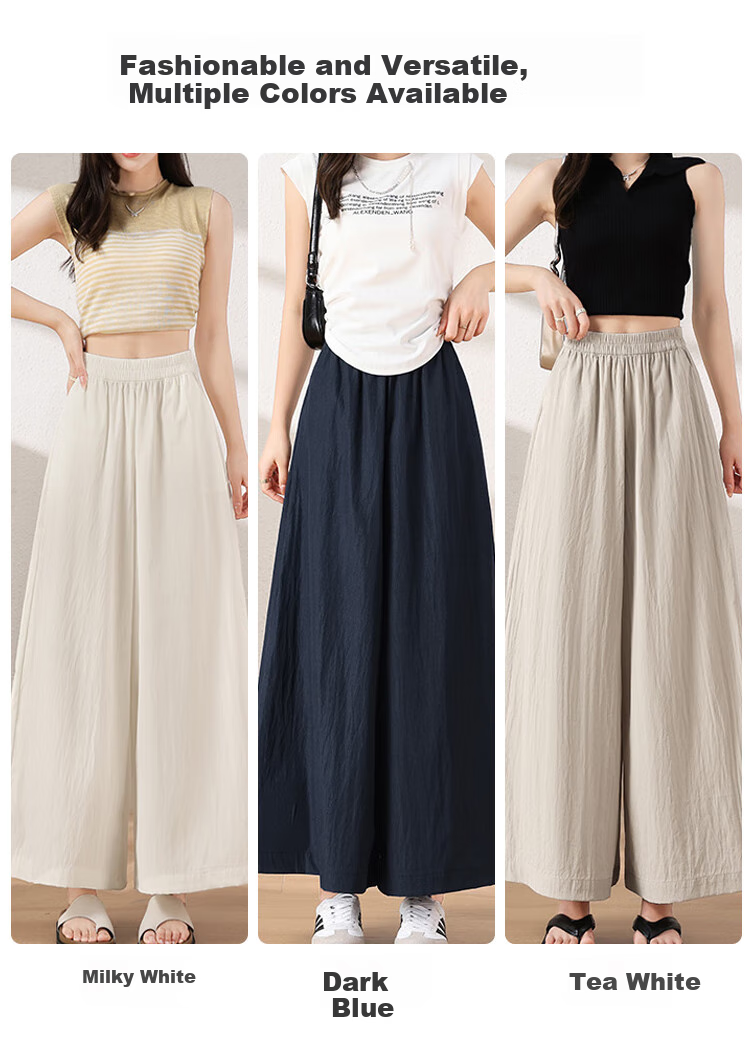 XUEXIMAN Women's Lightweight High-Waisted Straight-Leg Casual Quick-Dry Wide-Leg Pants with Skirt, Summer 2026 New Style, Ice Silk Fabric 21