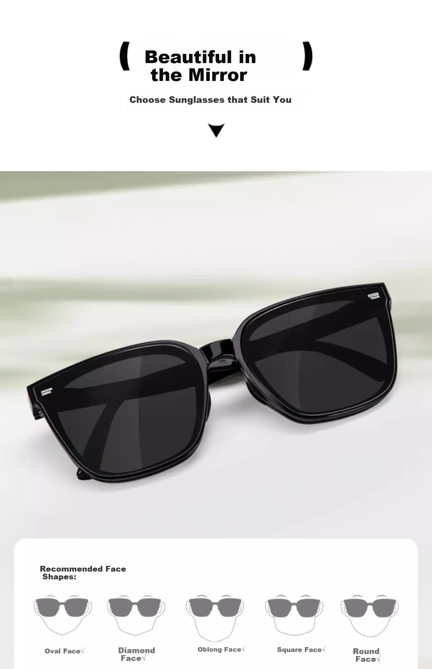 HORIEN Milk Tea Color Sunglasses Make Face Look Smaller, UV Protection, Summer Folding Sunglasses for Men And Women, Driving Sun Protection, High-End Large Frame Glasses 25