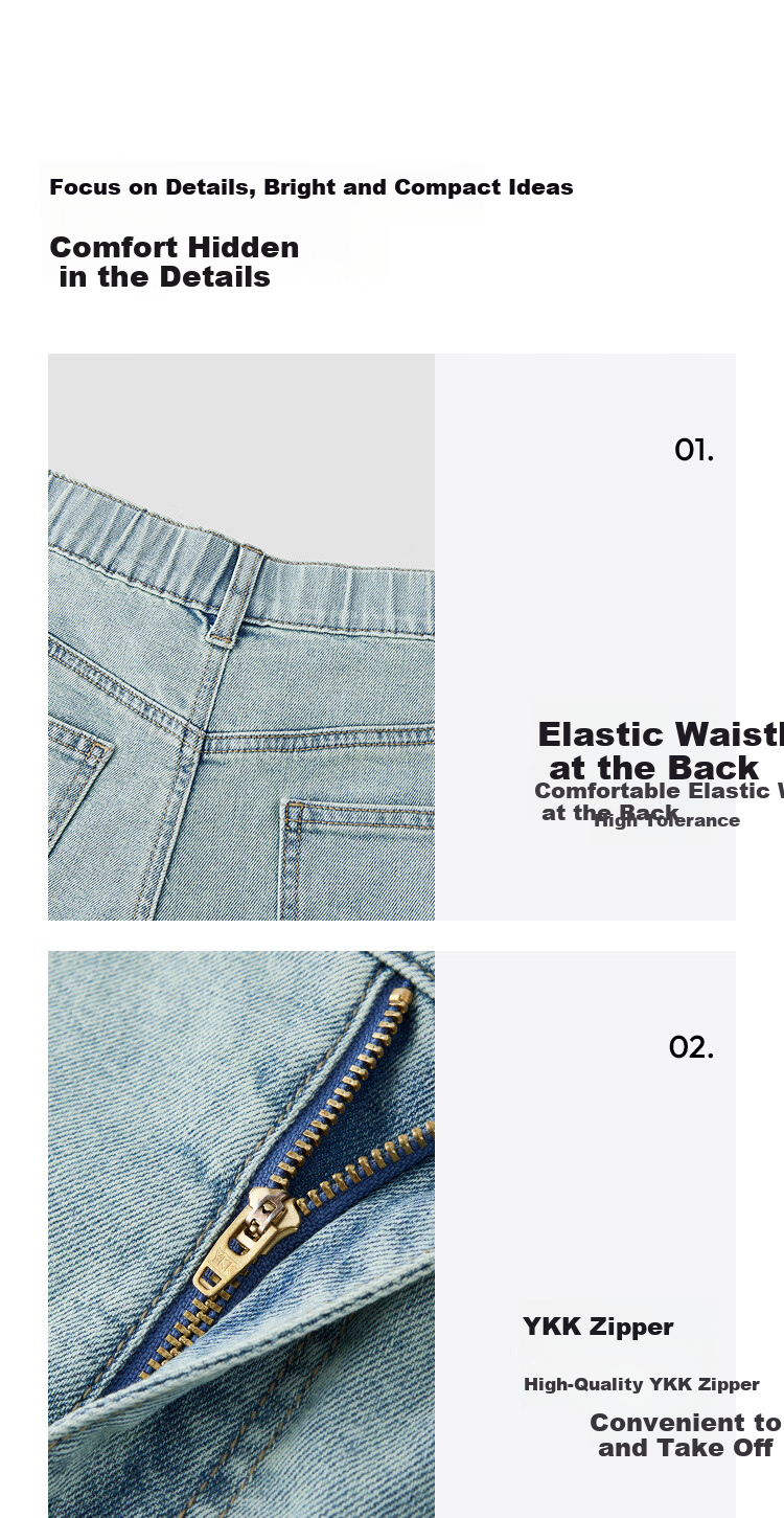 Semir Senrou | Women's Jeans, Summer Vintage Washed, Semi-Elastic Waist, Shorts, Retro Trendy Straight-Leg Pants, 103325122001 9
