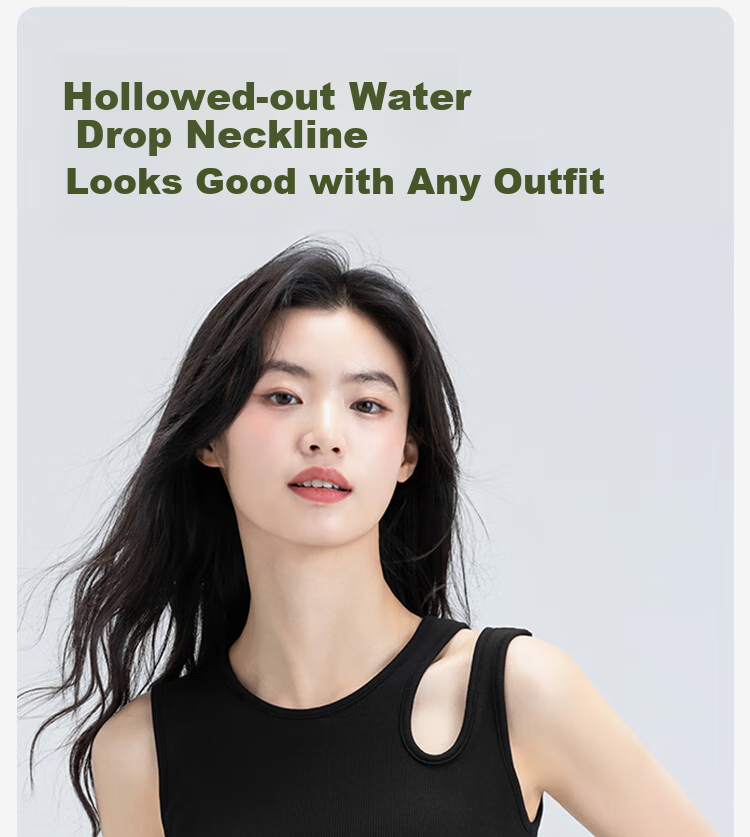 GUJIN Hollow-Out Camisole Tank Top for Women, Summer Short Style with Built-In Bra Pads, Inner Wear Undershirt, Black, L, 115-135 Ji 1