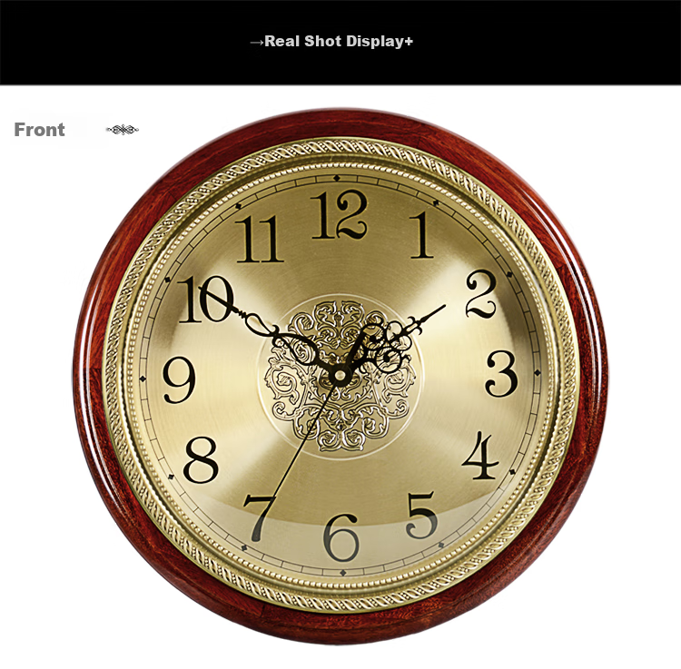 Hense High-Quality Brass And Solid Wood Wall Clock for Living Room, Luxurious Creative Quartz Silent Clock HW38A Model 40cm 4