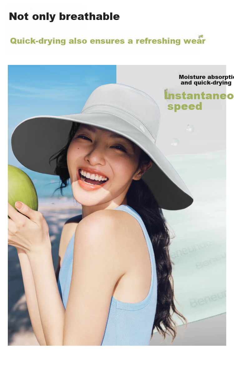 Beneunder Women's Double-Sided Sun Hat, Wide Brim Fishing Hat, UV Protection Full Face Sun Visor AL005 7