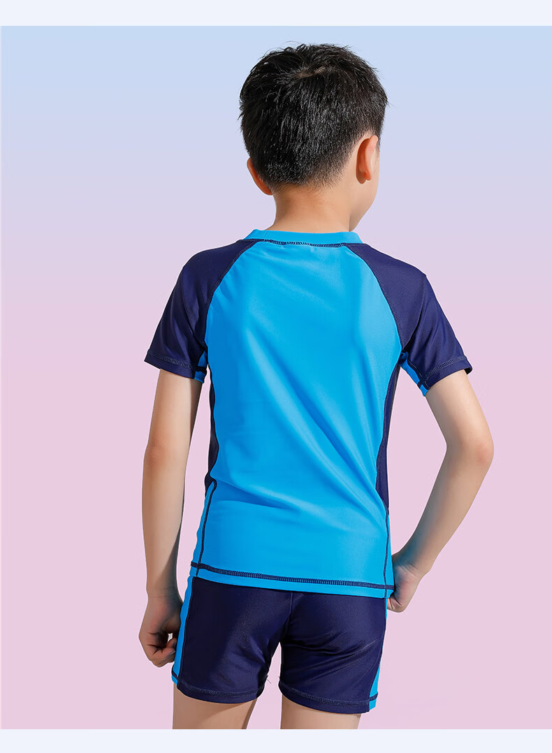 XTEP Children's Swimwear Set, Boys' Swimsuit, Summer Beach Two-Piece Suit for Toddlers And Older Kids, Swimming Gear, Royal Blue, Size 165 8