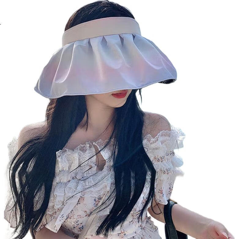GLO-STORY Vinyl Visor Sun Hat for Women, Wide Brim Sun Protection Hat, Foldable Sunhat Headband, Gradient Purple