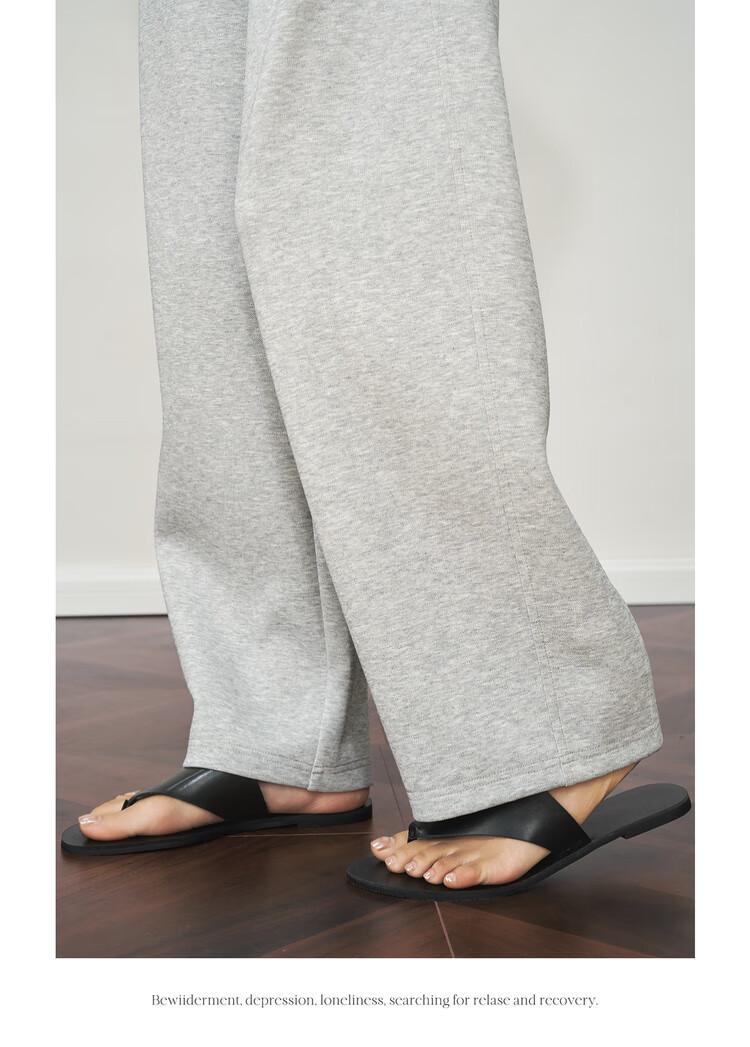 Olrain Versatile Curved Blade Casual Pants Summer Women's Elastic Waist Loose Sweatpants Slim Wide-Leg Pants Gray S 13