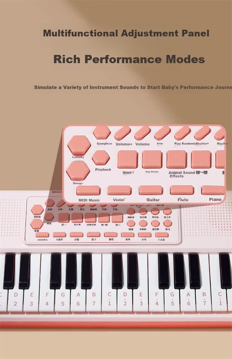 Leleyu 37-Key Electronic Keyboard, Children's Toy Instrument, Beginner Early Education with Microphone, Small Piano, Birthday Gift for Boys And Girls 8