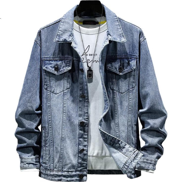 Джинсовая куртка Jeanswest мужская, коллекция Весна 2026, удобная, с мягкой вышивкой, модная уличная куртка, синяя, размер 3XL