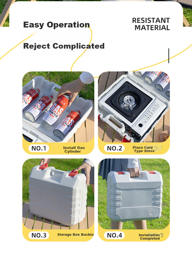 Mairuige [Barbecue Utensils], Portable Gas Stove, Outdoor Cooking Equipment, Compact Magnetic Gas Canister Storage Bag Set 8