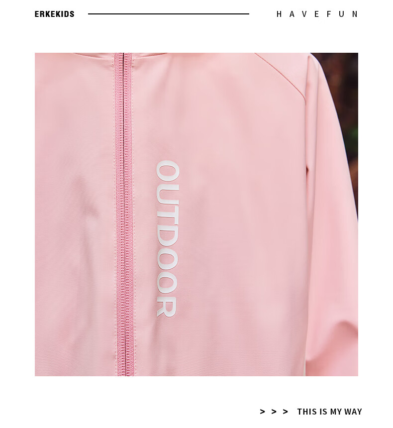 ERKE Kids Girls Hooded Thickened Zipper Windbreaker Jacket Candy Pink 130 15
