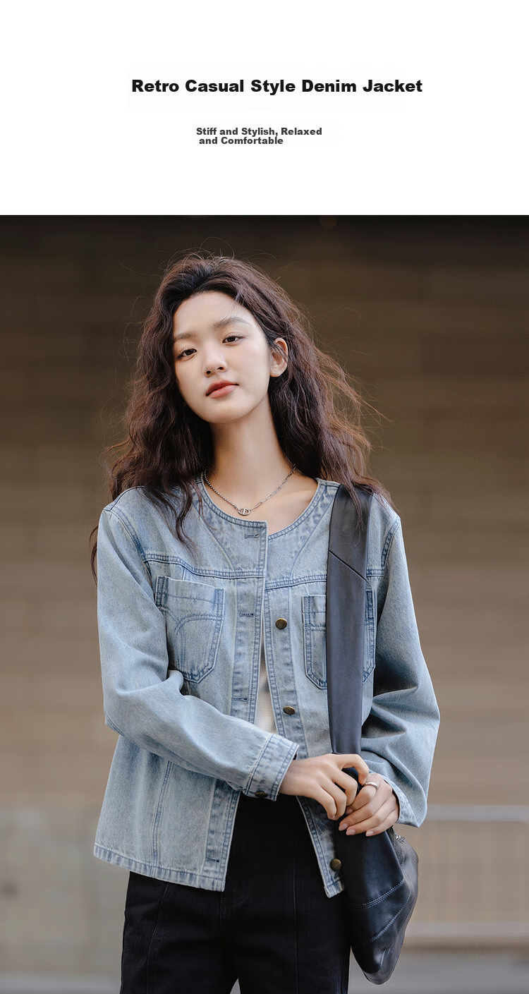 Dme [Single-Neutrality Cloud-Feel Cotton] Spring Korean Style Design Pocket Pressed Line Loose Comfortable Concealing Women's Denim Jacket 2