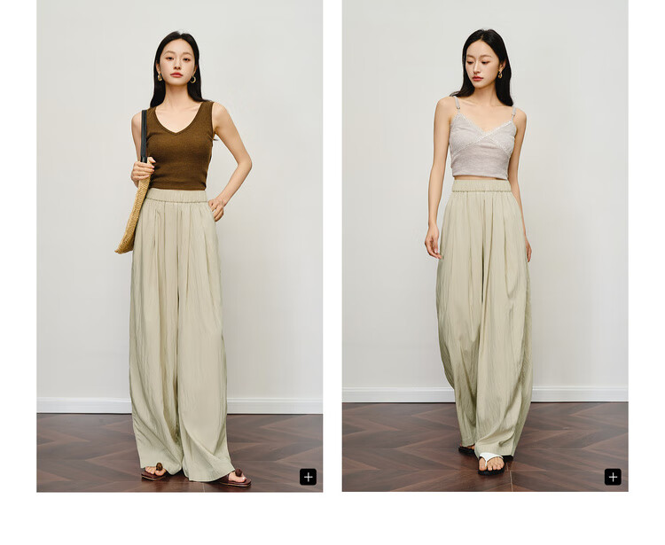 Olrain Women's Loose Wide-Leg Floor-Length Yamamoto Pants Summer High-Waist Slim Casual Pants Blue S 7