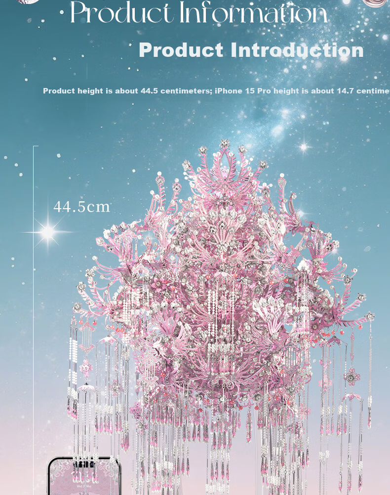 Piececool Twenty-Two Phoenix Crown Puzzle, Pink Crown 3D Pop-Up Puzzle, Birthday Wedding Valentine's Day Gift 15