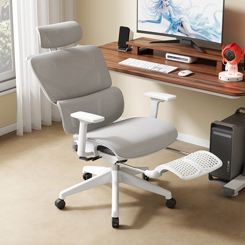 Qishengmingyuan LC-1895 Ergonomic Office Chair with Dual Backrest, Lumbar Support And Footrest for Computer Workstation And Gaming