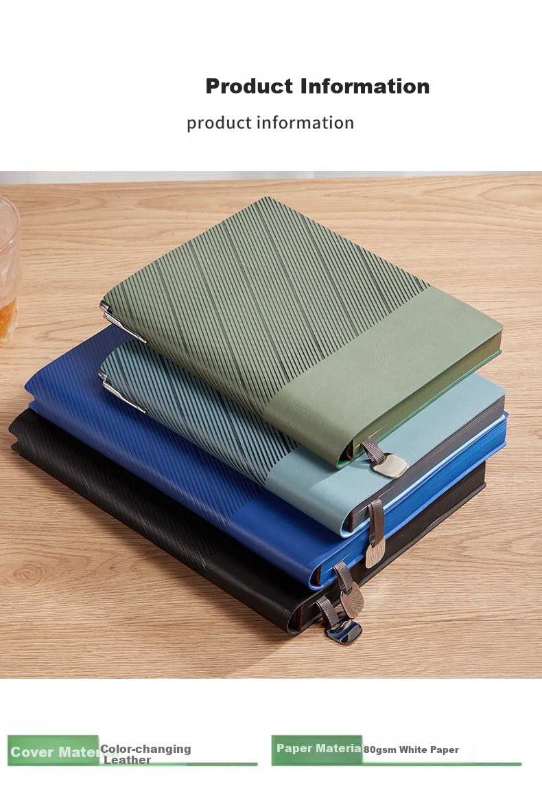 Jinyi Twill Notebook with Sprayed Edge, Thickened Leather Cover, Soft Leather Bookmark, Exquisite New Simple Artistic Journal, Large Size B5 Twill Sprayed Edge - Smog Blue (180 Sheets) 1