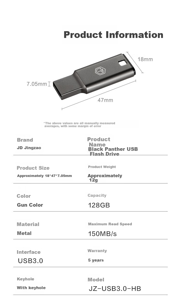 JD Original USB3.2 Dual-Head High-Speed Flash Drive, 128GB, Read Speed up to 150MB/s, Compact Portable Metal USB Stick 11