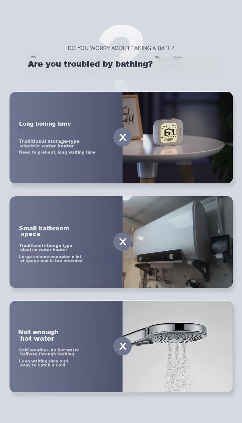 SUPOR Instant Electric Water Heater for Bathing, Home Use, 7000W Constant Temperature Rapid Heating, Stepless Frequency Conversion, Small Kitchen Hot Water Tank, Water And Electricity Separation, Tankless Design without Storage ZR01 2