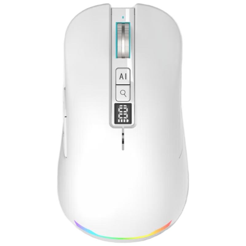 Langwo Ai Mouse, Smart Office Voice Input, LED Display, AI Writing And Drawing, Wireless Bluetooth Tri-Mode, Lifetime Free M131 Glacier White (Beijing Warehouse)