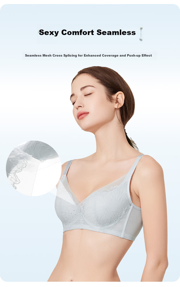Ordifen 26 New Women's Underwear, Lightweight, Slimming, Perforated Cups, Breathable, Soft Wireless, Seamless, Low-Collar Bra Set XB4206 6