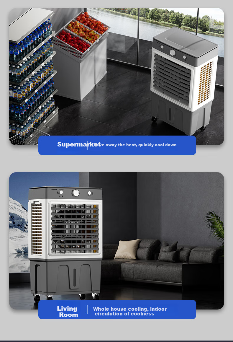 CHIGO Air Cooler Fan, Industrial Cooling Fan, Portable Water-Cooled Air Conditioner, Cooling Machine with Ice Pack, Powerful Cooling for Home And Commercial Use 15