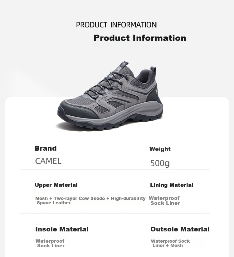 CAMEL Outdoor Hiking Shoes, Spring Women's Versatile Thick-Soled Heightening Wear-Resistant Non-Slip Trekking Shoes, Men's Shoes 3025, Black, Size 39 11