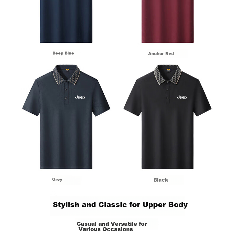 JEEP Short-Sleeve Polo Shirt T-Shirt for Men, Father's Day Gift, Turn-Down Collar, Summer Casual, Middle-Aged And Young, New Style, Business Loose Half-Sleeve 7