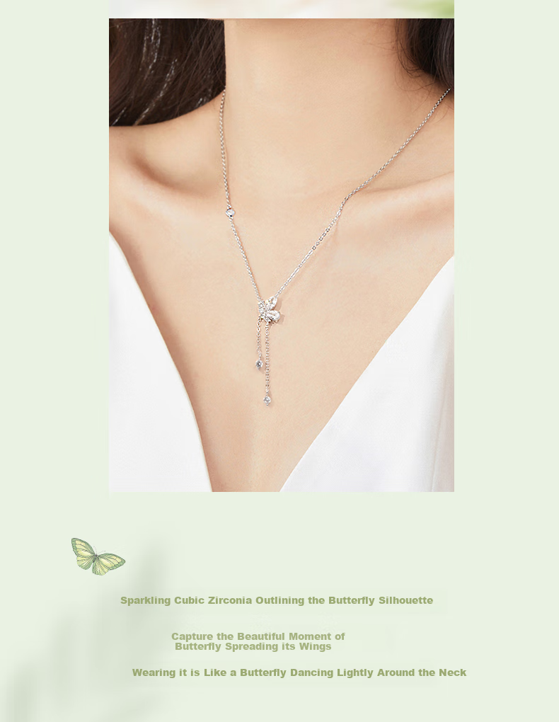Fanci Butterfly Dance Tassel Necklace for Women with Silver Butterfly Pendant, Luxurious Jewelry, Elegant Birthday Gift for Girlfriend 10