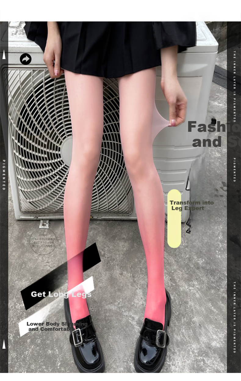LangSha Ultra-Thin Sexy Pure Desire Gradient Black Stockings, Leg-Flattering Internet Celebrity Style, Candy-Colored Pantyhose 7