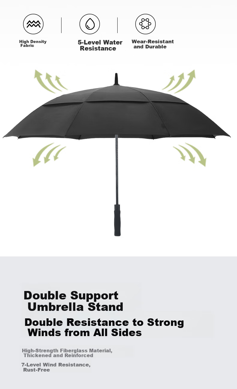 Riquanshi Long-Handle Umbrella, Large Size, Reinforced And Thickened, Durable, Windproof And Rainproof, Golf Umbrella, Straight Handle, Double-Person Black Umbrella for Me 3
