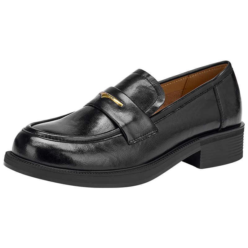 Hotwind Women's Chunky Heel Platform Loafers Spring Autumn New British Style Small Leather Shoes Height Increasing Versatile Casual Slip-On Shoes