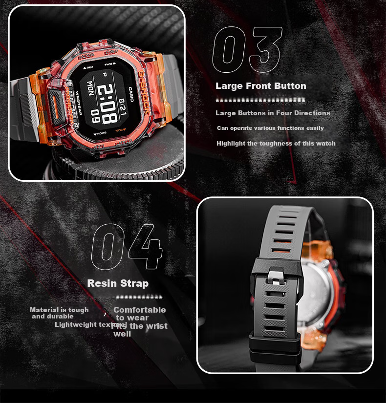 CASIO G-SHOCK Men's Watch, Waterproof, Bluetooth, Multifunctional, Running Sports, Electronic Display, Valentine's Day Gift, GBD-200 2