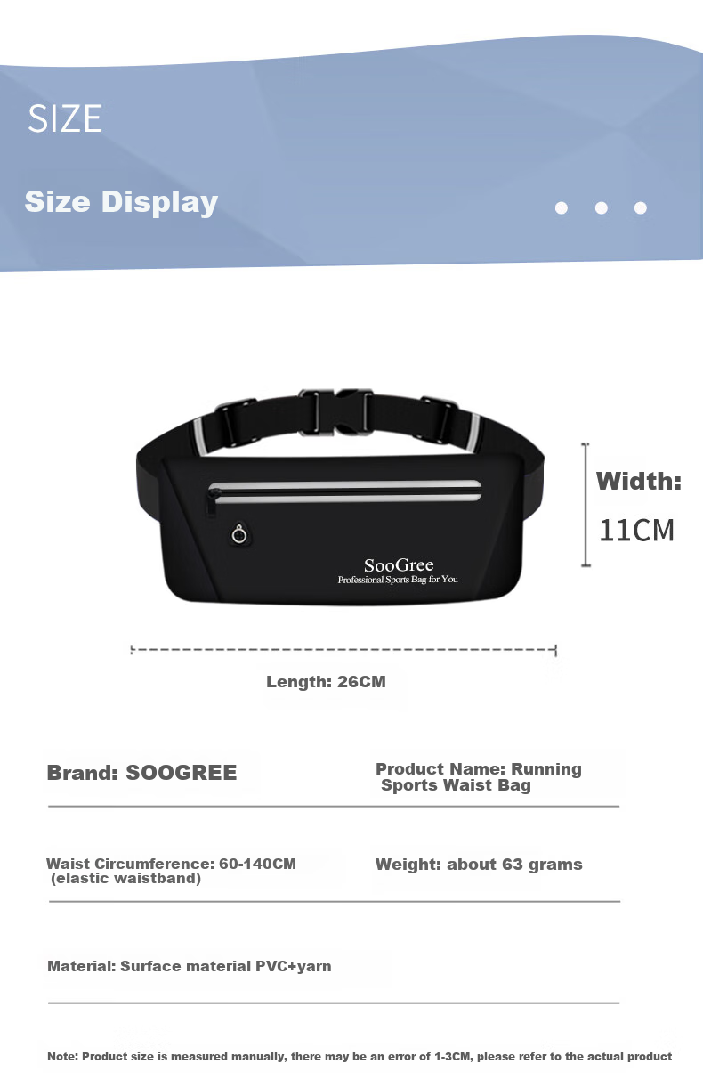 SooGree Sports Running Phone Waist Pack for Men And Women, Multifunctional Large Capacity Storage Portable Waterproof Reflective Strip with Earphone Hole 5