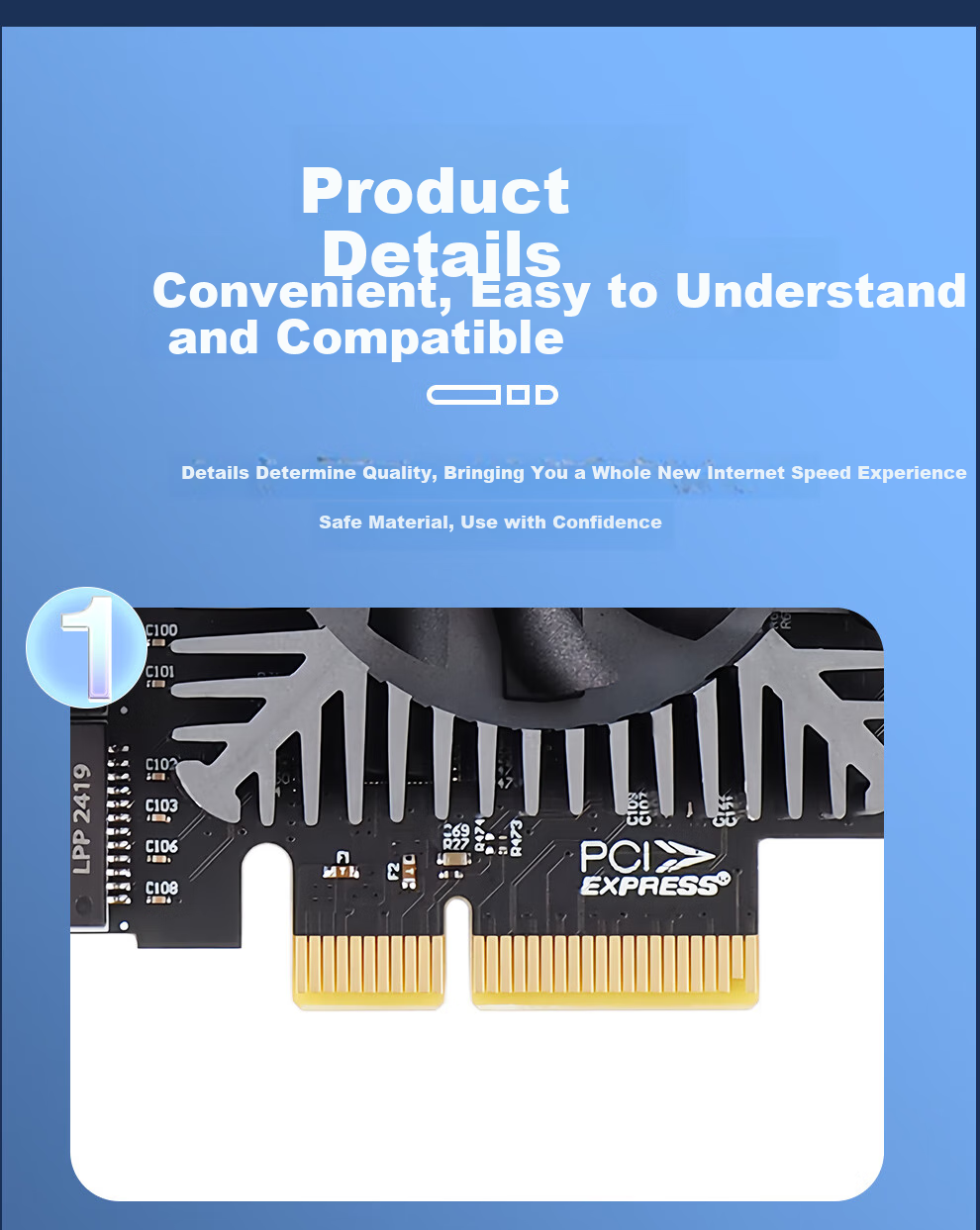 FLYBISH NA226-T4A2, PCIe X4 2.5G Network Card, Gaming E-Sports 2500M, Desktop Wired Intel I226-V Chip, NAS Soft Router, Qunhui 9