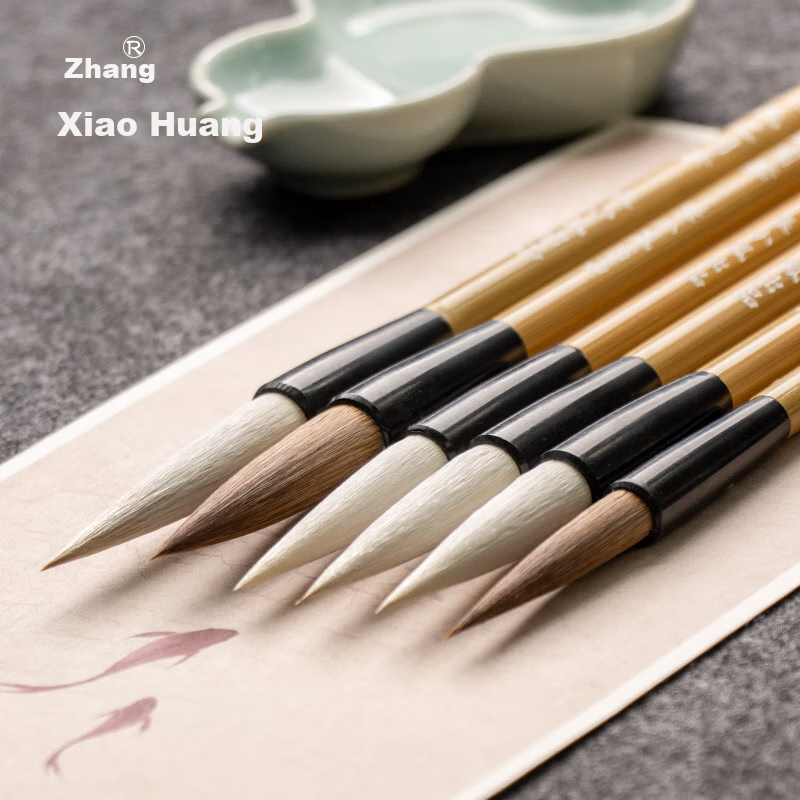 Zhangxiaofeng Calligraphy Brush, Wolf And Sheep Hair Mixed Brush, for Regular Script, Running Script, Clerical Script, Beginners' Bamboo Handle Brush, French Painting Soft Brush, Four Treasures of The Study Calligraphy Brush, General-Purpose Regular Script Brush